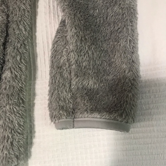 Grey Fuzzy Zipper up Sweater - Picture 7 of 9